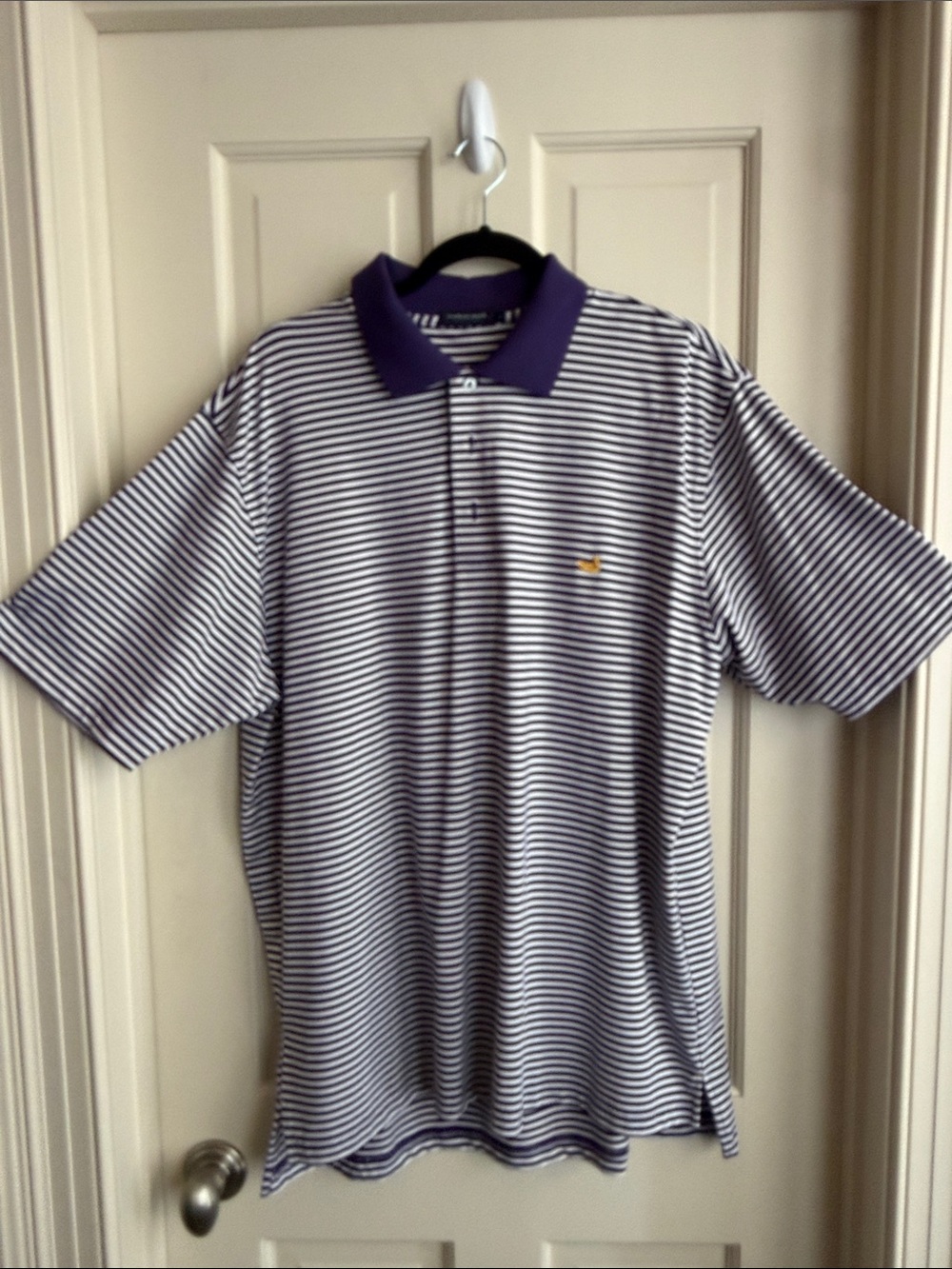 Striped Purple and White Polo Shirt - Unknown Brand
